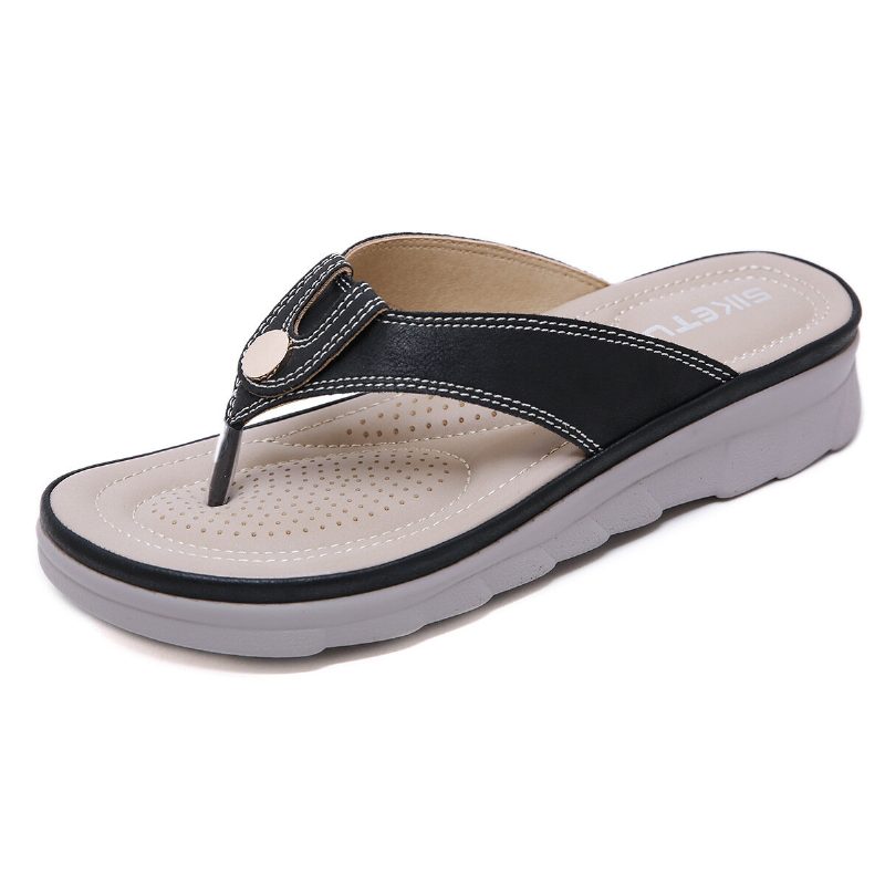 Kvinner Stor Størrelse Søm Flip Flops Strand Flate Casual Sandaler