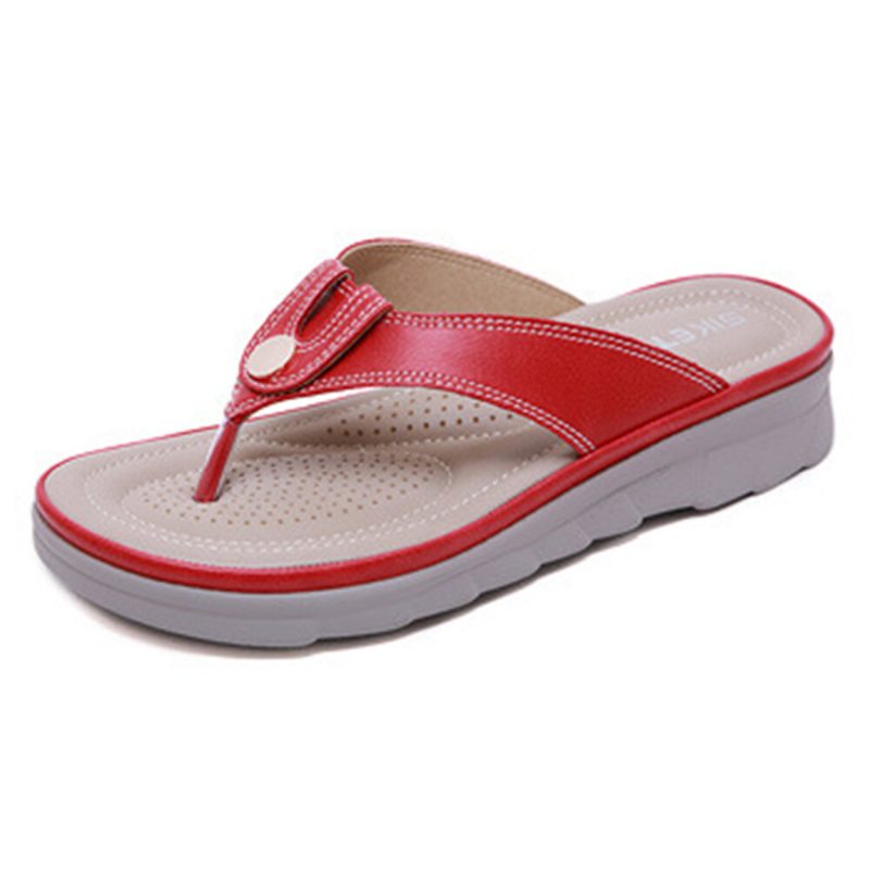 Kvinner Stor Størrelse Søm Flip Flops Strand Flate Casual Sandaler