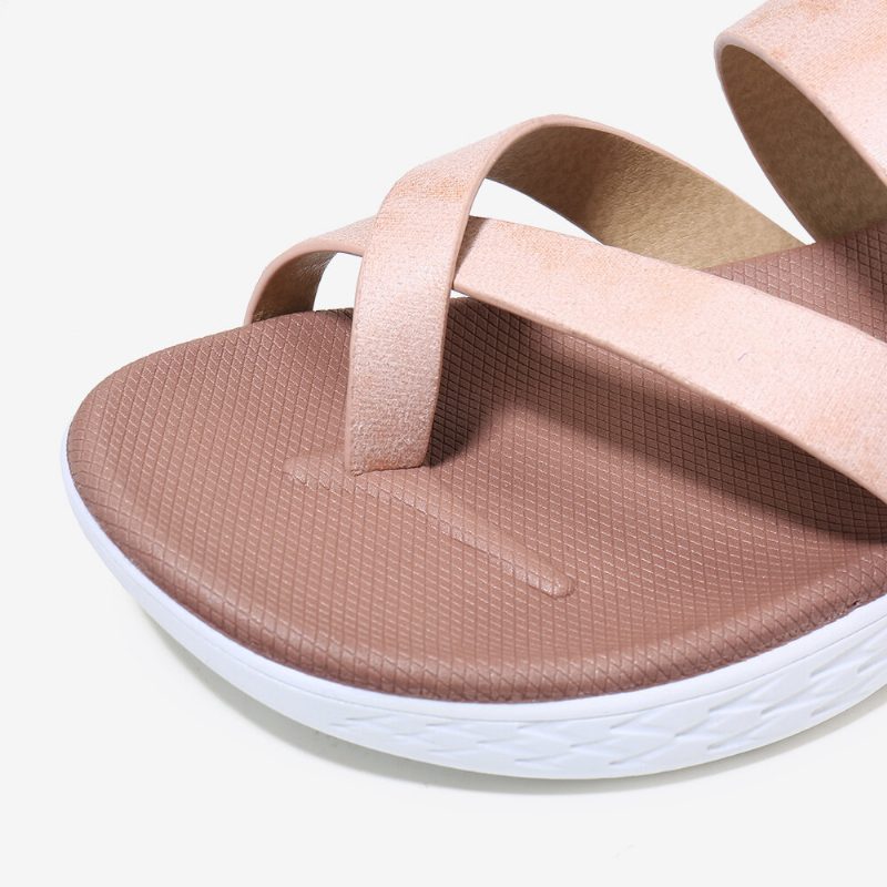 Kvinner Toe Ring Slip On Myk Såle Uformell Sommer Flate Sandaler