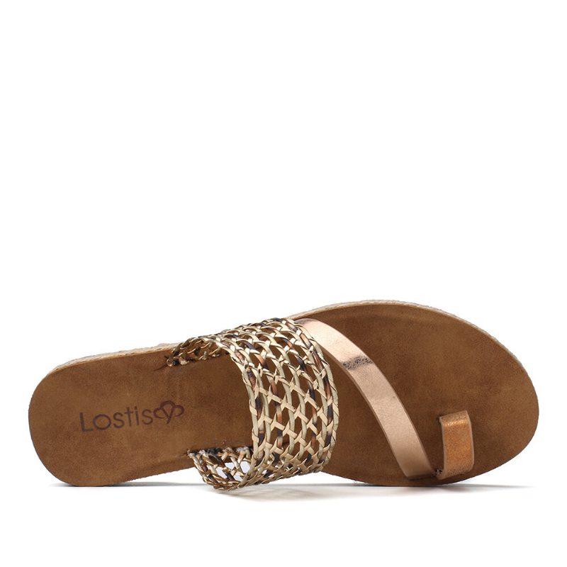 Kvinner Toe Ring Slip On Woven Strap Casual Sandaler