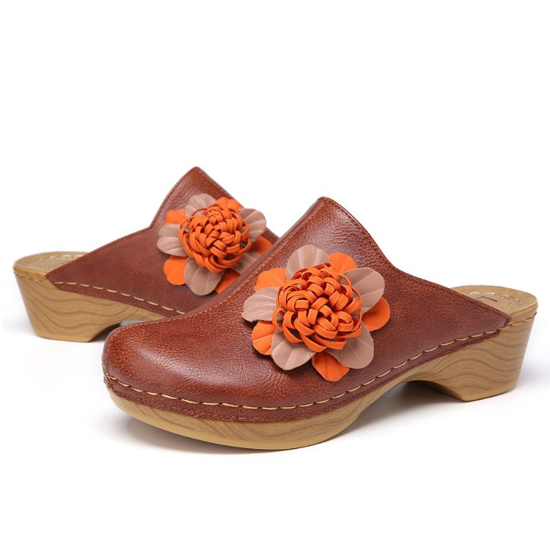 Kvinner Tredimensjonal Flower Closed Toe Backless Clogs Sandaler