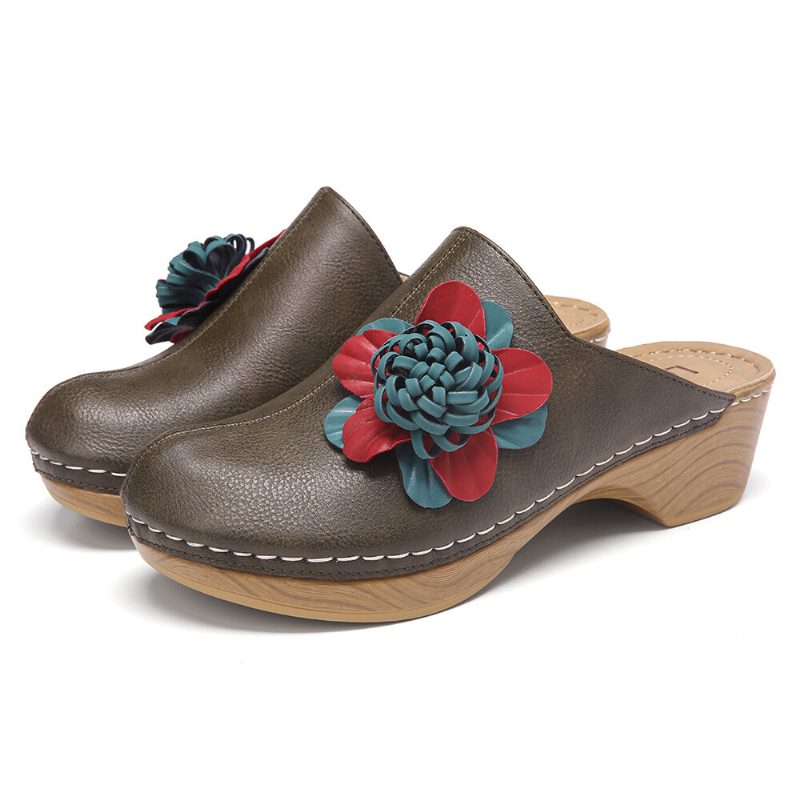 Kvinner Tredimensjonal Flower Closed Toe Backless Clogs Sandaler