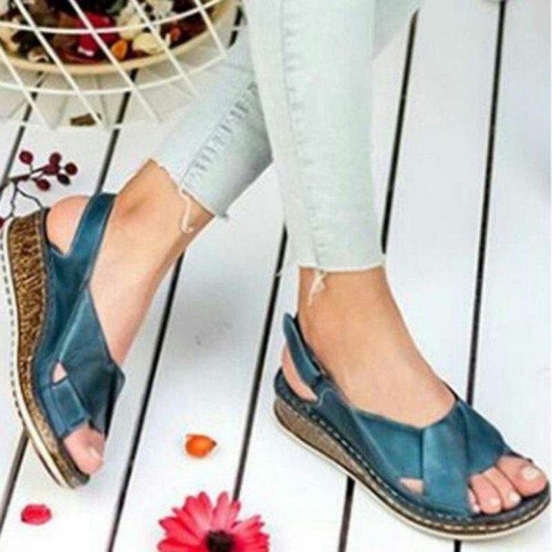 Kvinners Krokløkke Med Åpen Tå Slingback Casual Summer Wedge Sandaler