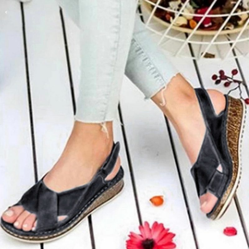 Kvinners Krokløkke Med Åpen Tå Slingback Casual Summer Wedge Sandaler