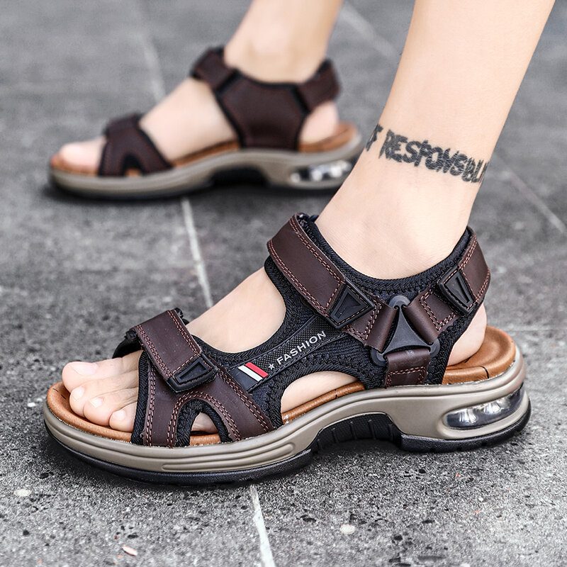 Leather Summer Pluss Størrelse Outdoor Open Toe Athleisure Sandaler