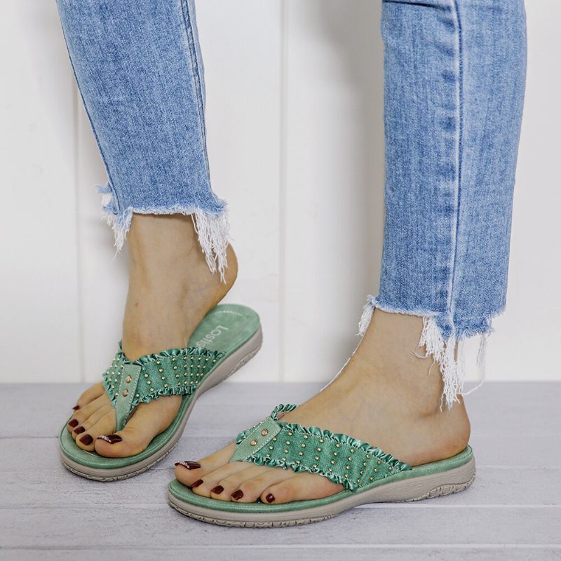 Ruffled Flip Flops Uformelle Sandaler For Kvinner