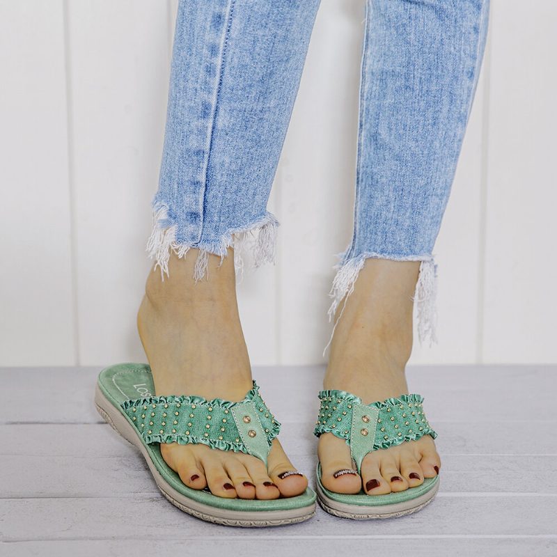 Ruffled Flip Flops Uformelle Sandaler For Kvinner