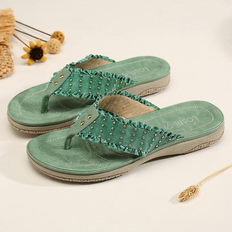 Ruffled Flip Flops Uformelle Sandaler For Kvinner