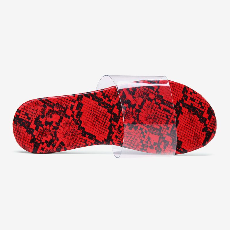 Snakeskin Printed Transparent Belte Flate Sandaler