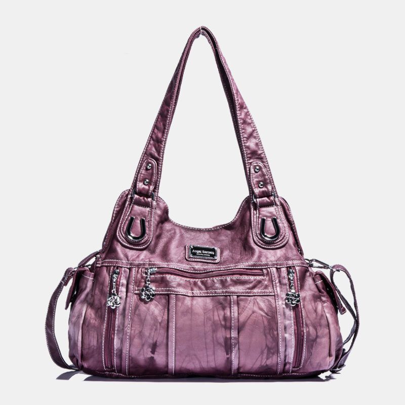 Angel Kiss Kvinner Pu Lær Multi-bære Ensfarget Crossbody Vesker Skulderveske Tote Håndveske