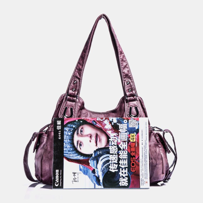 Angel Kiss Kvinner Pu Lær Multi-bære Ensfarget Crossbody Vesker Skulderveske Tote Håndveske