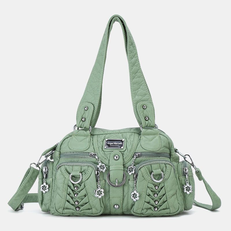 Angel Kiss Kvinner Pu Lær Multi-bære Ensfarget Mote Uformell Skulderveske Crossbody Vesker Håndveske