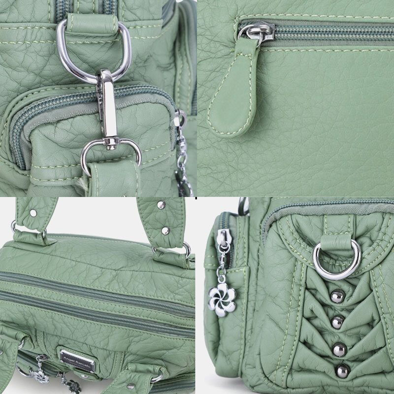 Angel Kiss Kvinner Pu Lær Multi-bære Ensfarget Mote Uformell Skulderveske Crossbody Vesker Håndveske