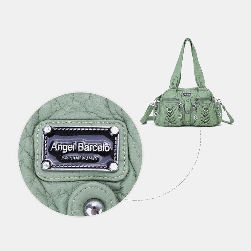 Angel Kiss Kvinner Pu Lær Multi-bære Ensfarget Mote Uformell Skulderveske Crossbody Vesker Håndveske