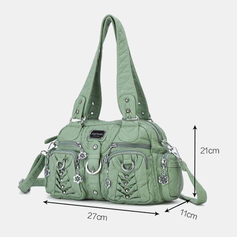 Angel Kiss Kvinner Pu Lær Multi-bære Ensfarget Mote Uformell Skulderveske Crossbody Vesker Håndveske