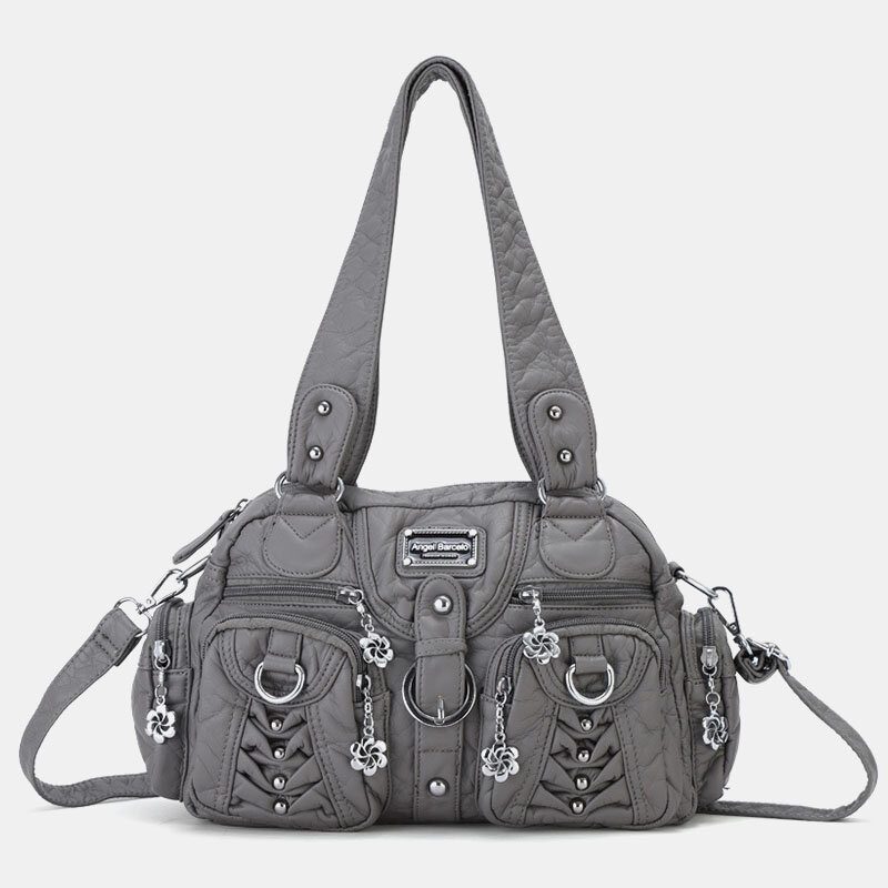 Angel Kiss Kvinner Pu Lær Multi-bære Ensfarget Mote Uformell Skulderveske Crossbody Vesker Håndveske