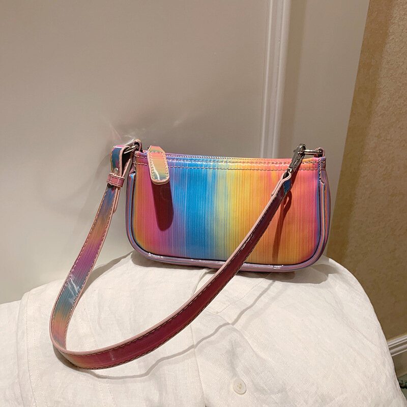 Dame Kontrastfarge Rainbow Creative Casual Tote Skulderveske Håndveske