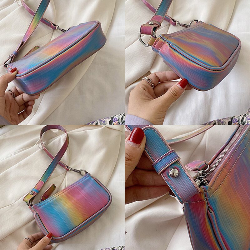 Dame Kontrastfarge Rainbow Creative Casual Tote Skulderveske Håndveske