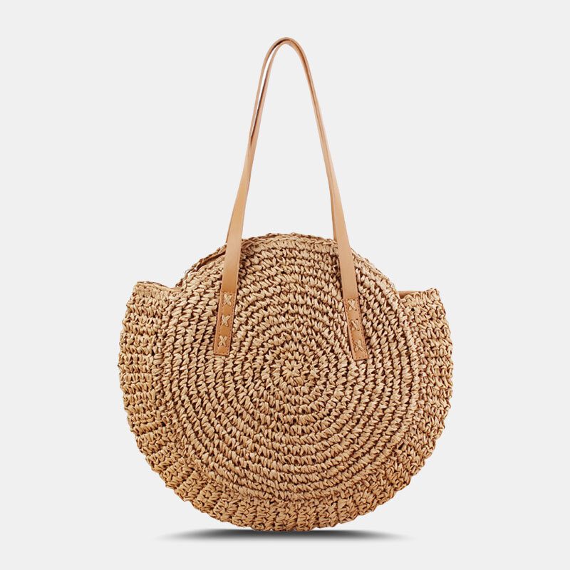 Dame Simplicity Stripe Straw Vesker Håndvesker Tote Retro Beach Bag