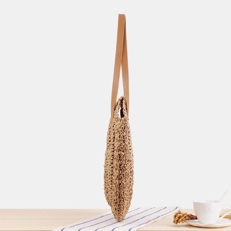 Dame Simplicity Stripe Straw Vesker Håndvesker Tote Retro Beach Bag