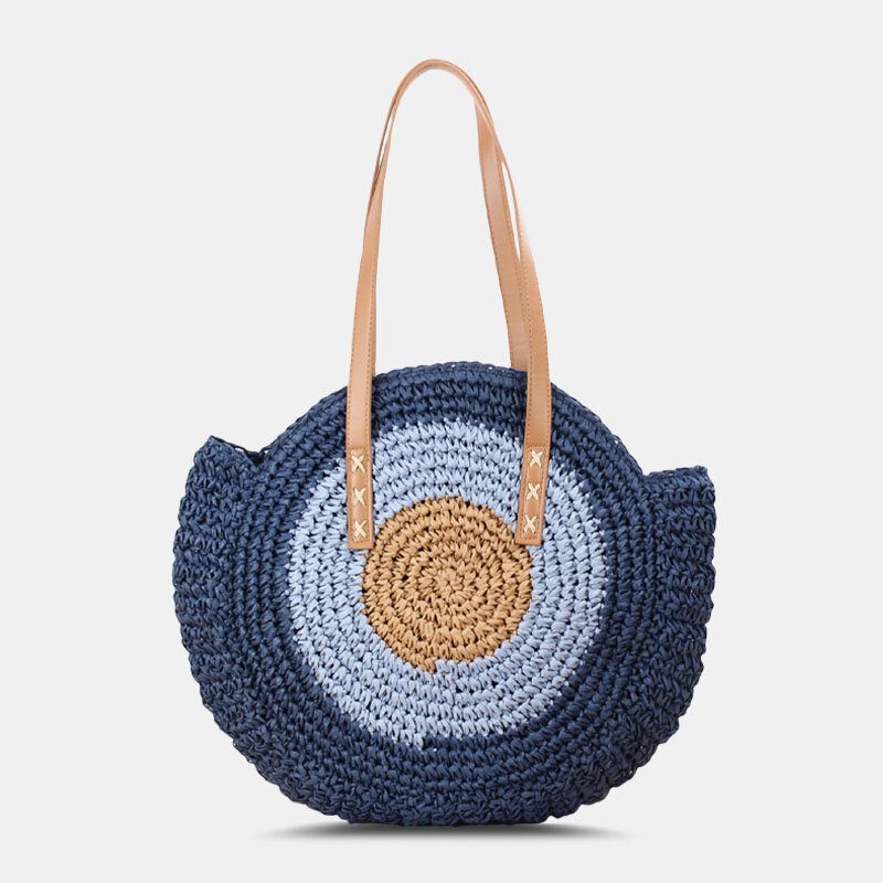 Dame Simplicity Stripe Straw Vesker Håndvesker Tote Retro Beach Bag