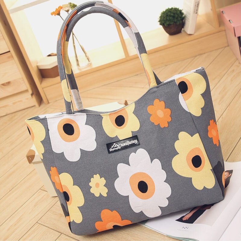 Dame Vanntett Flower Stripe Handbag Tote Med Stor Kapasitet