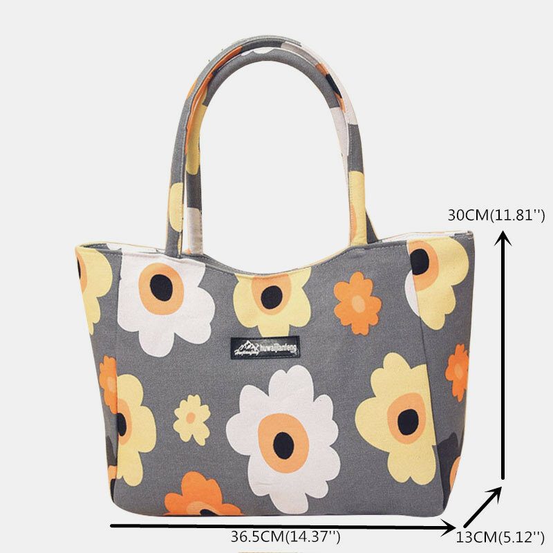 Dame Vanntett Flower Stripe Handbag Tote Med Stor Kapasitet