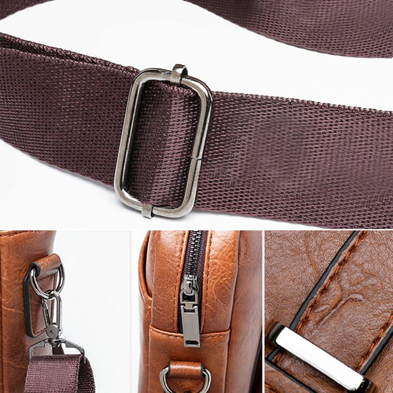 Herre Kunstskinn Business Koffert Med Stor Kapasitet Uformell Multifunksjonell Tote Håndveske Crossbody Bag