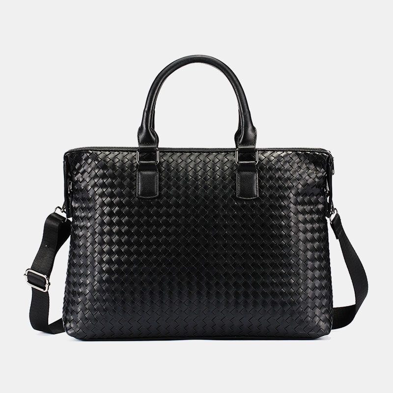 Herre Kunstskinn Multi-bære 14 Tommers Bærbar Veske Koffert Business Handbag Crossbody Bag