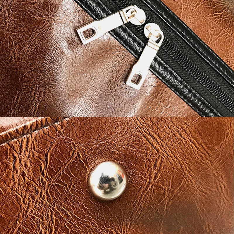 Kvinner Menn Skinn Retro Håndveske Med Stor Kapasitet Business Bagasjeveske Skulderveske Crossbody Veske