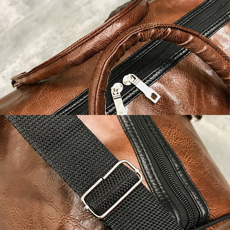 Kvinner Menn Skinn Retro Håndveske Med Stor Kapasitet Business Bagasjeveske Skulderveske Crossbody Veske