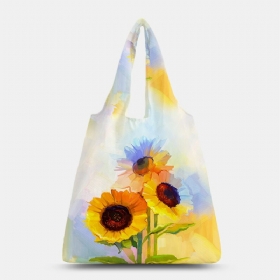 Kvinner Nylon Tie Dye Solsikkemønster Print Sommerveske Skulderveske Håndveske Tote