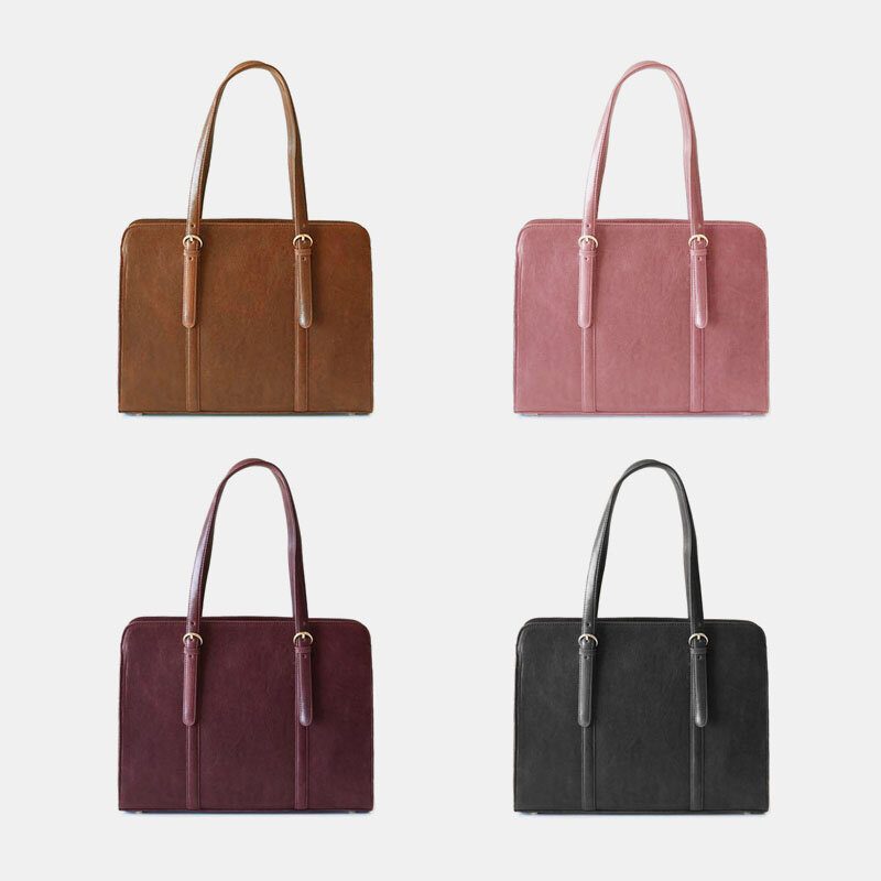 Kvinner Pu-skinn Med Stor Kapasitet Multilomme Casual Business Cabriolet Tote Håndveske Crossbody-veske