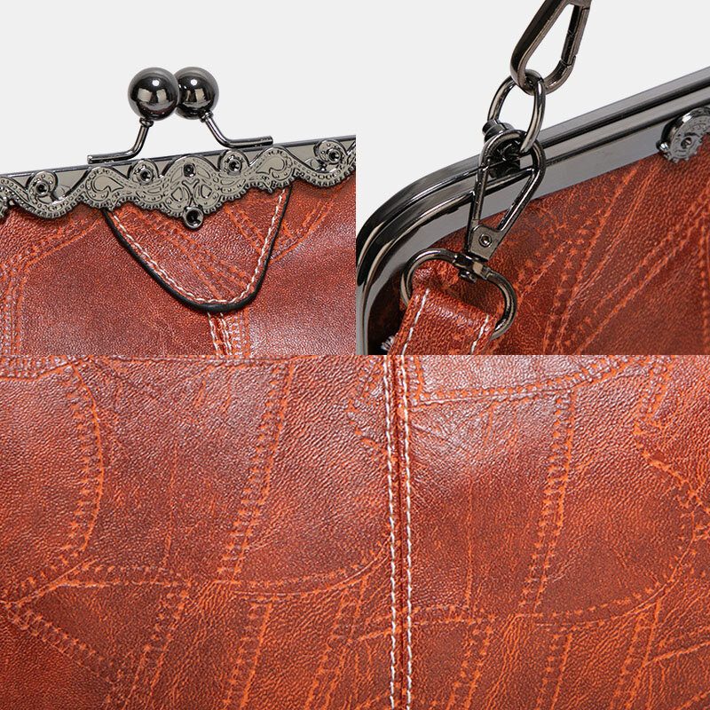 Kvinner Pu-skinn Med Stor Kapasitet Vintage Lås Håndveske Crossbody Vesker Satchel Bag