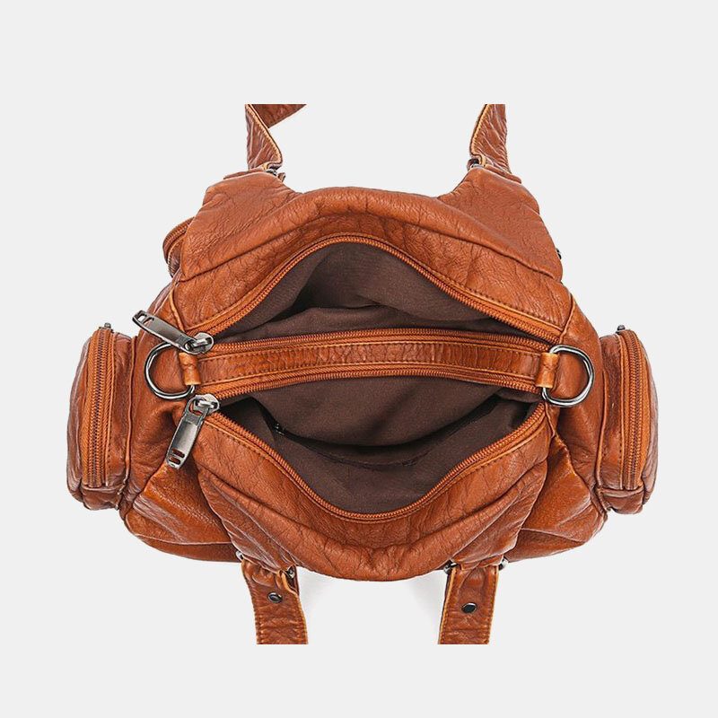 Kvinner Pu-skinn Stor Kapasitet Multi-lomme Nagledekorasjon Retro Myk Tøyvesker Crossbody-vesker