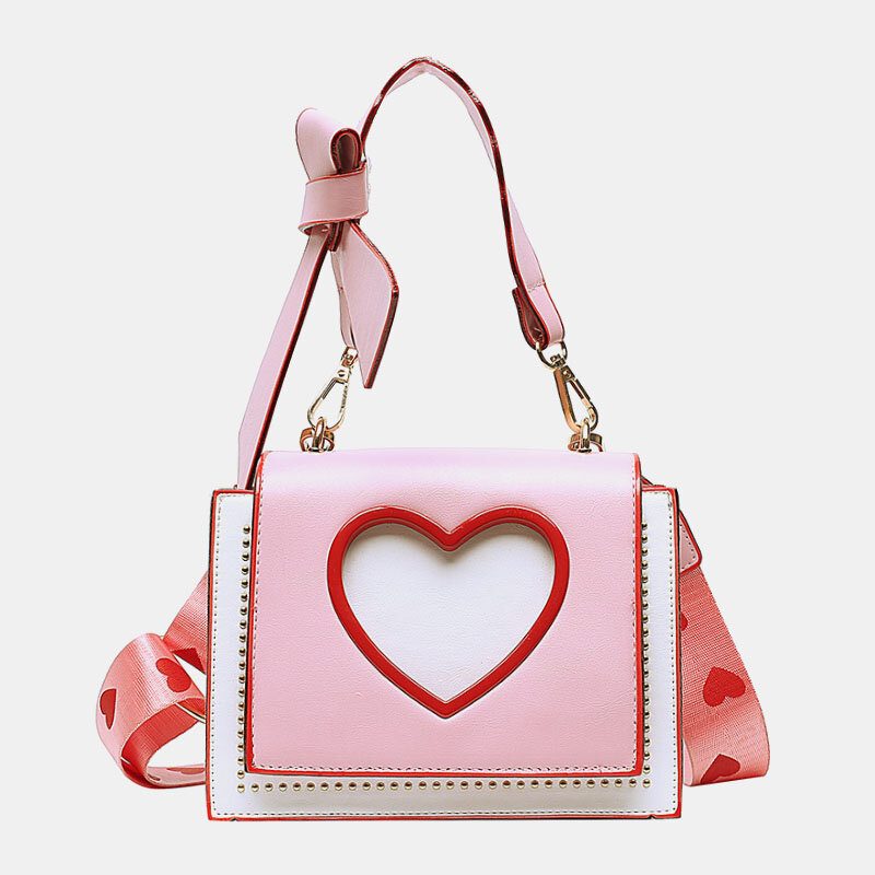 Kvinner Valentinsdag Hollow Out Love Brodert Crossbody Vesker Skulderveske Håndveske