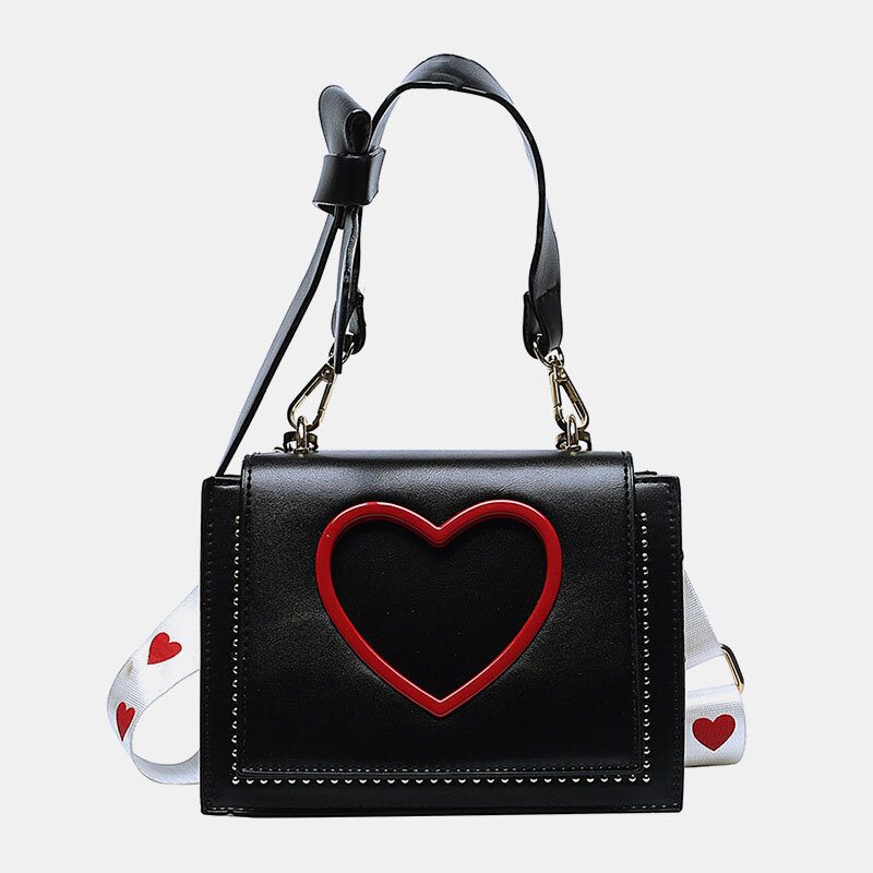 Kvinner Valentinsdag Hollow Out Love Brodert Crossbody Vesker Skulderveske Håndveske