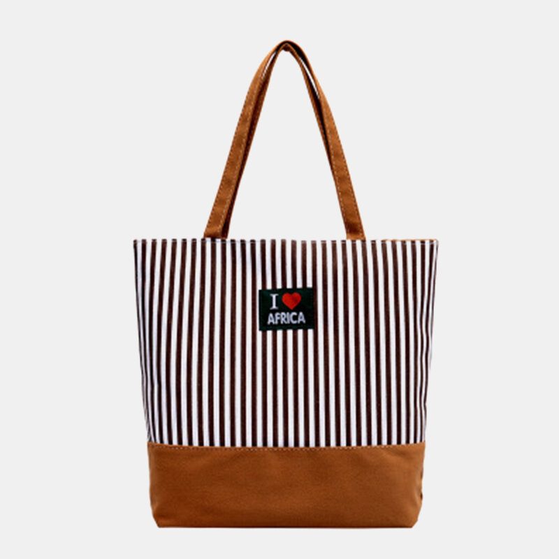 Stripete Kvinner Med Stor Kapasitet Casual Tote Skulderveske Shopping Bag