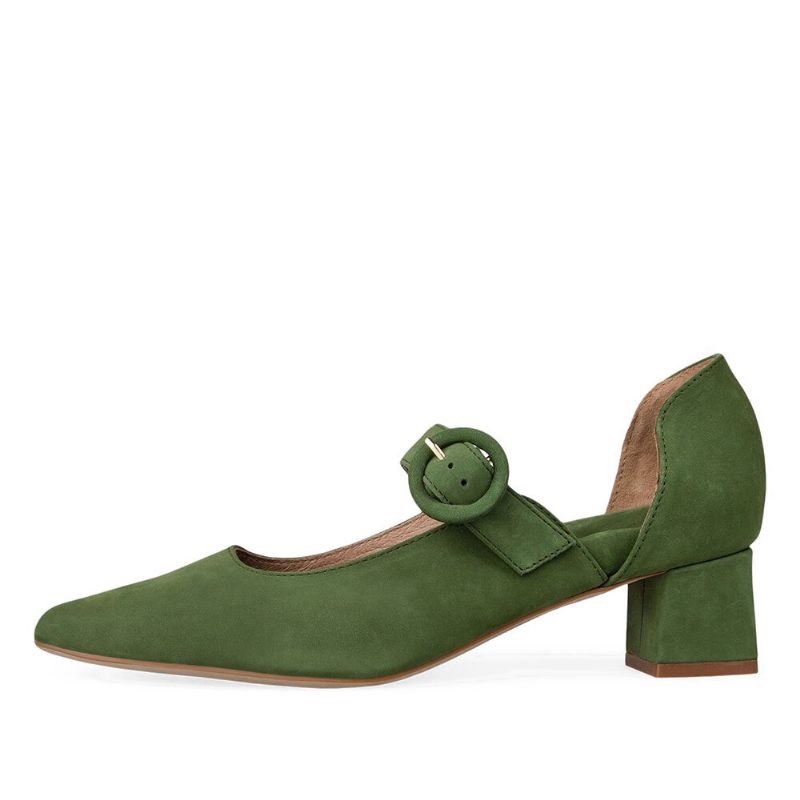 Kvinner Elegant Spiss Tå Ensfarget Ankelspenne Slip On Chunky Heel Pumps