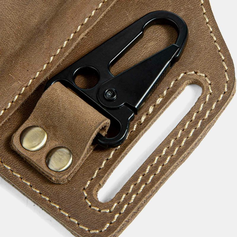 Herre Ekte Skinn Edc Fanny Pack Multitool Lommelykt Nøkkel Foldekniv Organizer Midjebelteveske