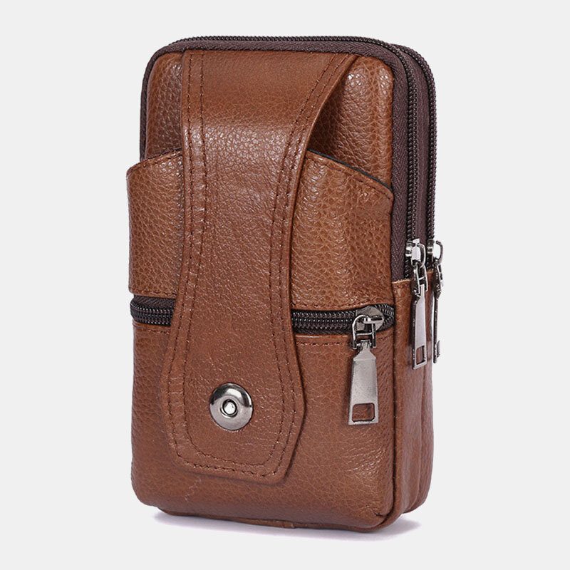 Menn Slitesterk Klaff Magnetisk Knappdesign Midjeveske Pustende Smakløs Belteveske 6.5 Tommers Telefonveske Crossbody-vesker Med Skulderstropp