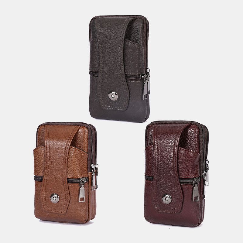 Menn Slitesterk Klaff Magnetisk Knappdesign Midjeveske Pustende Smakløs Belteveske 6.5 Tommers Telefonveske Crossbody-vesker Med Skulderstropp