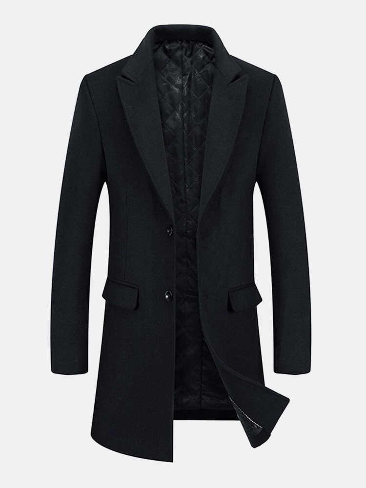 Herre Mid Length Thicken Warm Ull Enkelbreasted Coat