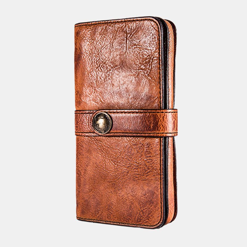 Herre Lang Bifold Multi-card Slot Card Holder Vintage Pu Leather 6.5 Tommers Telefonveske Pengeklips Lommebok