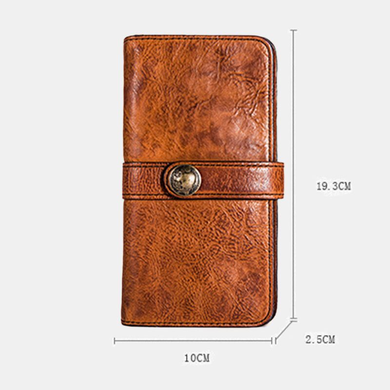 Herre Lang Bifold Multi-card Slot Card Holder Vintage Pu Leather 6.5 Tommers Telefonveske Pengeklips Lommebok