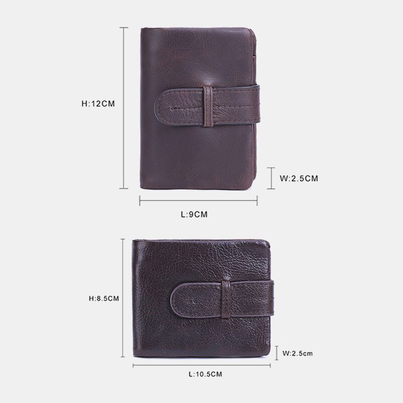 Herre Oljevoks Skinn Kort Sammenleggbar Lommebok Retro Mote Tynn Bifold Clutch Lommebok Myntpung Kortholder Pengeklemme