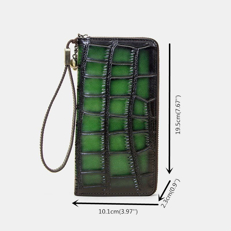 Kvinner Ekte Skinn Alligator Mønster Retro Myk Lær Veske Multi-spor Kortholder Lommebok Clutch Veske