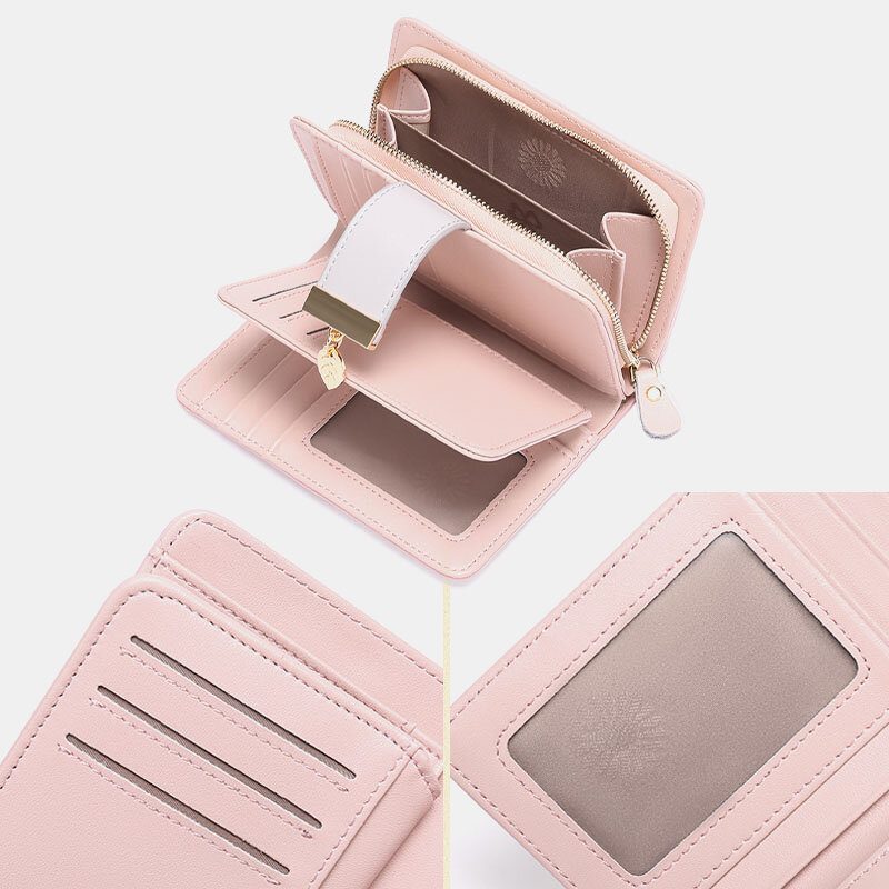 Kvinner Ekte Skinn Rfid Anti Theft Multi-spor Bifold Lommebok Veske Clutches Bag