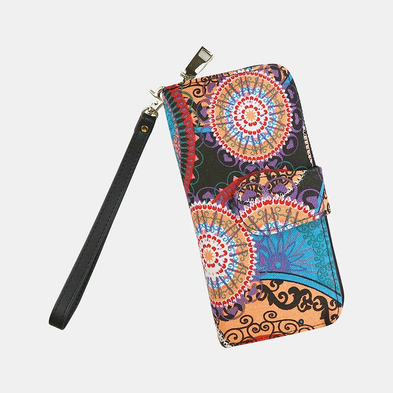 Kvinner Lerret Bohemian Style Utskrift Lang Clutch Lommebok