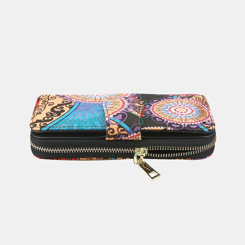 Kvinner Lerret Bohemian Style Utskrift Lang Clutch Lommebok